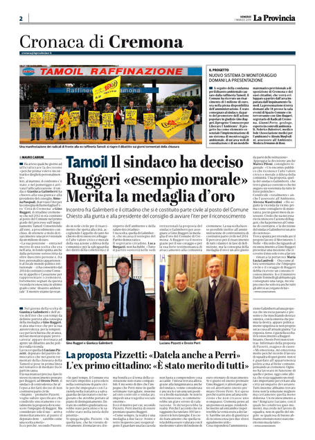 2019 03 01 * La Provincia * Tamoil il sindaco ha deciso Ruggeri "esempio morale"