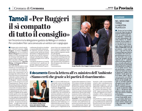 2019 03 05 * La Provincia * Tamoil "Per Ruggeri il sì compatto di tutto il consiglio"